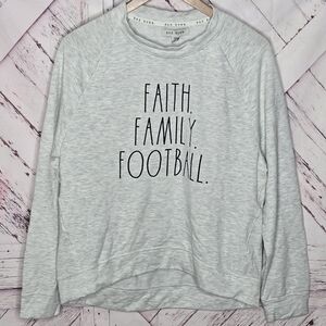 Rae Dunn Faith Family Football Pullover Sweatshirt